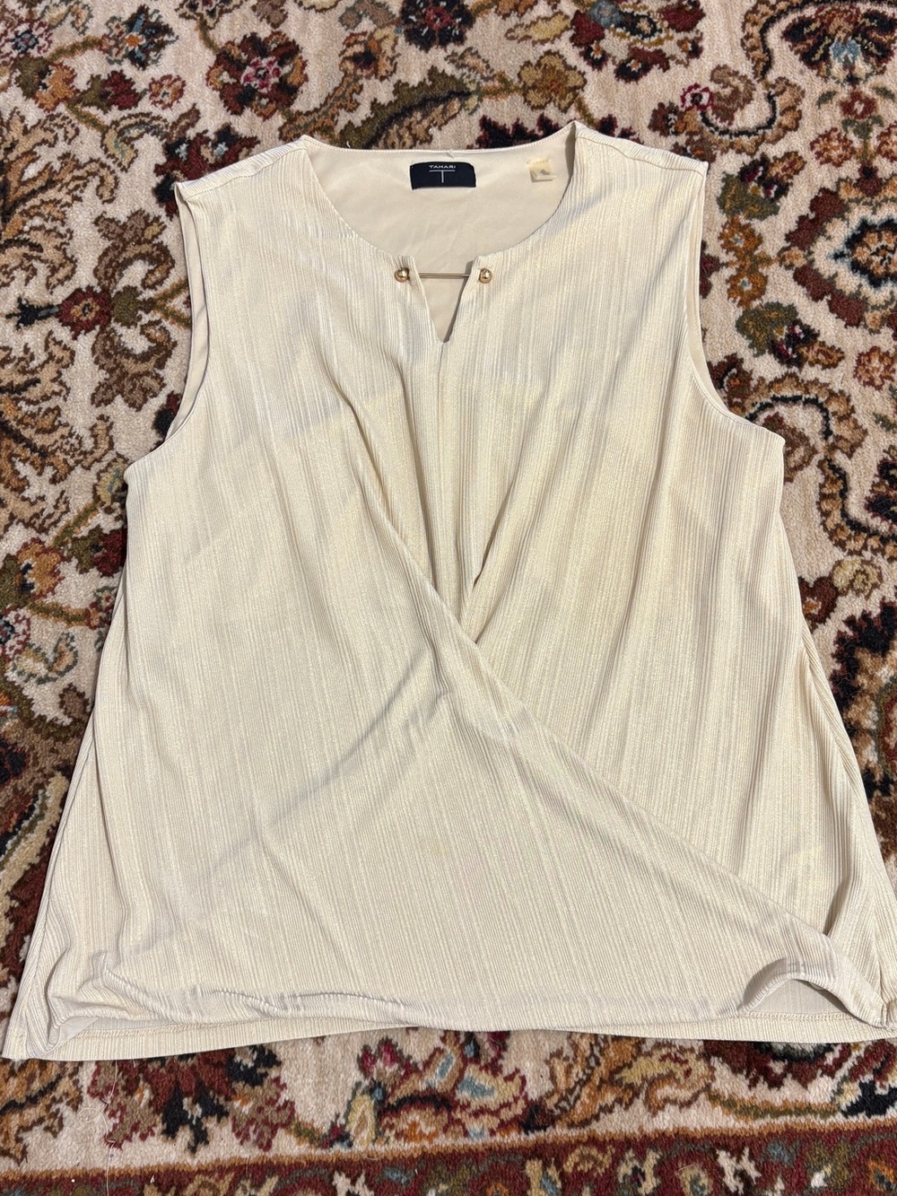 Sleeveless Gold Wrap-Front Top